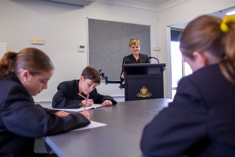 students preparing for a debate